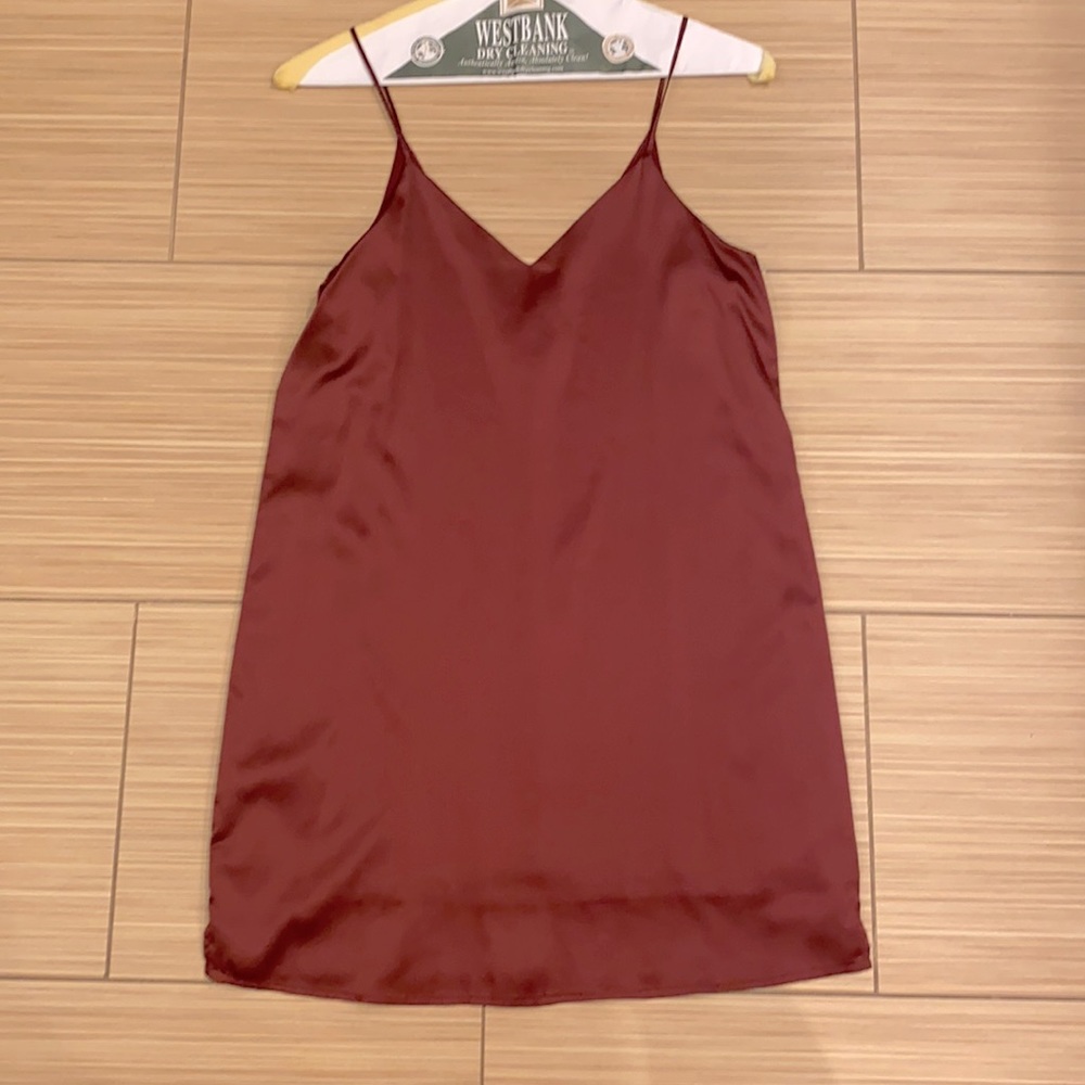 Maroon satin slip dress